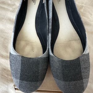 Lands End Canvas Gray Buffalo Check Ballet Flats Size 7 1/2